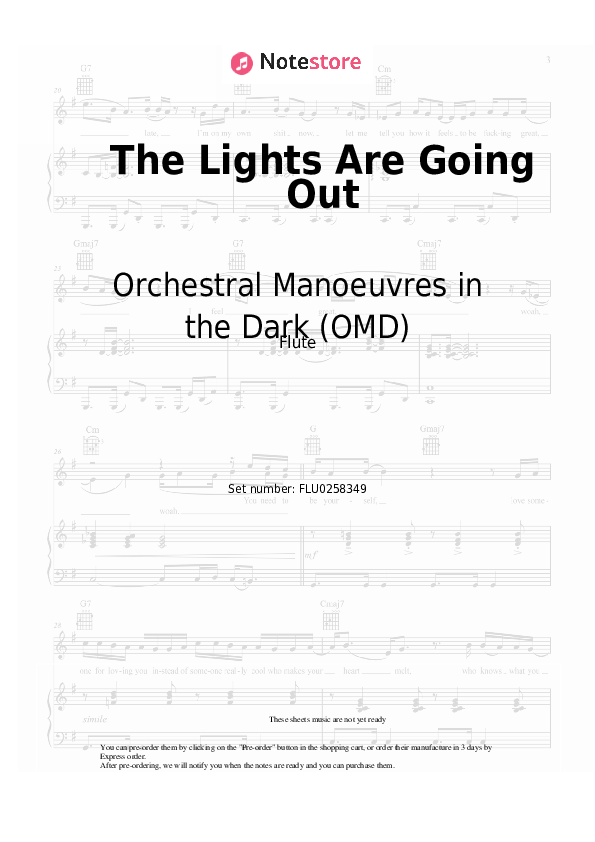 The Lights Are Going Out - Orchestral Manoeuvres in the Dark (OMD) Flute Sheet Music - Flute