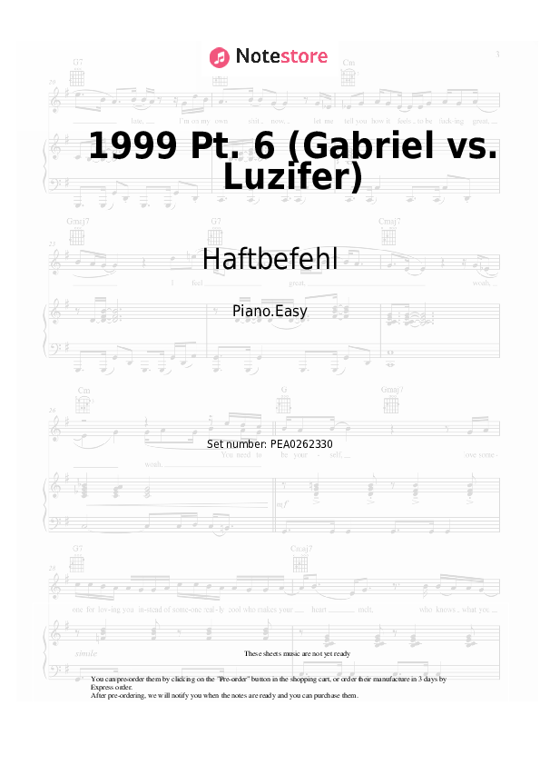 1999 Pt. 6 (Gabriel vs. Luzifer) - Haftbefehl Piano Sheet Music Easy - Piano.Easy