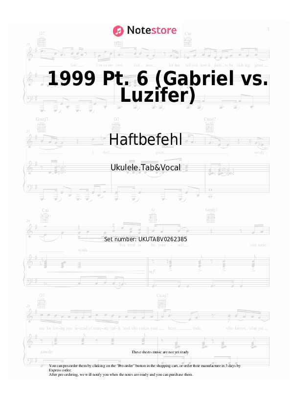 1999 Pt. 6 (Gabriel vs. Luzifer) - Haftbefehl Sheet Music - Ukulele.Tab&Vocal