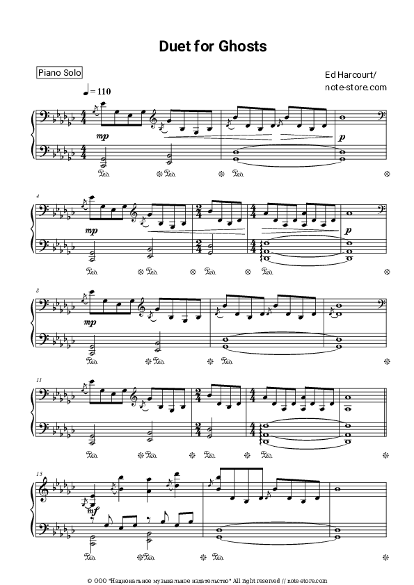 Sheet music Ed Harcourt - Duet For Ghosts - Piano.Solo