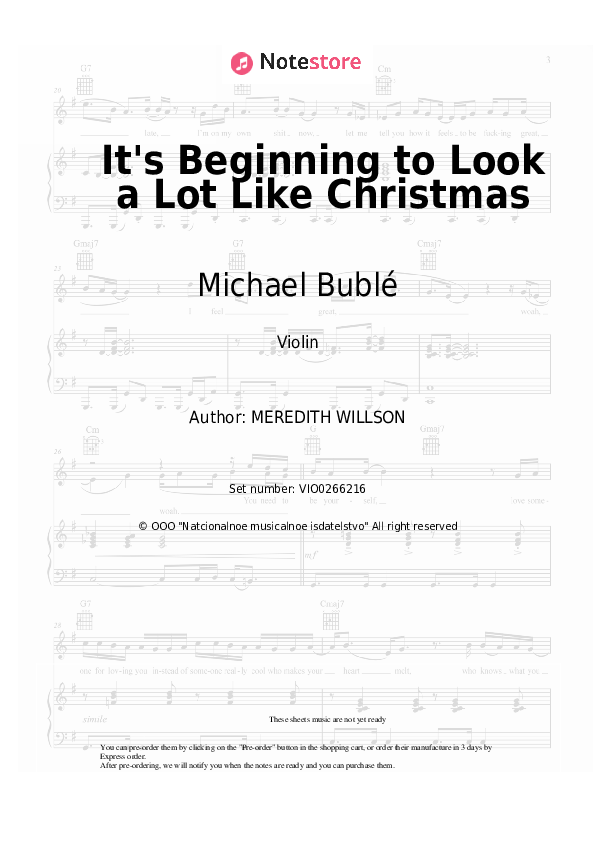 It's Beginning to Look a Lot Like Christmas - Michael Bublé Violin Sheet Music - Violin