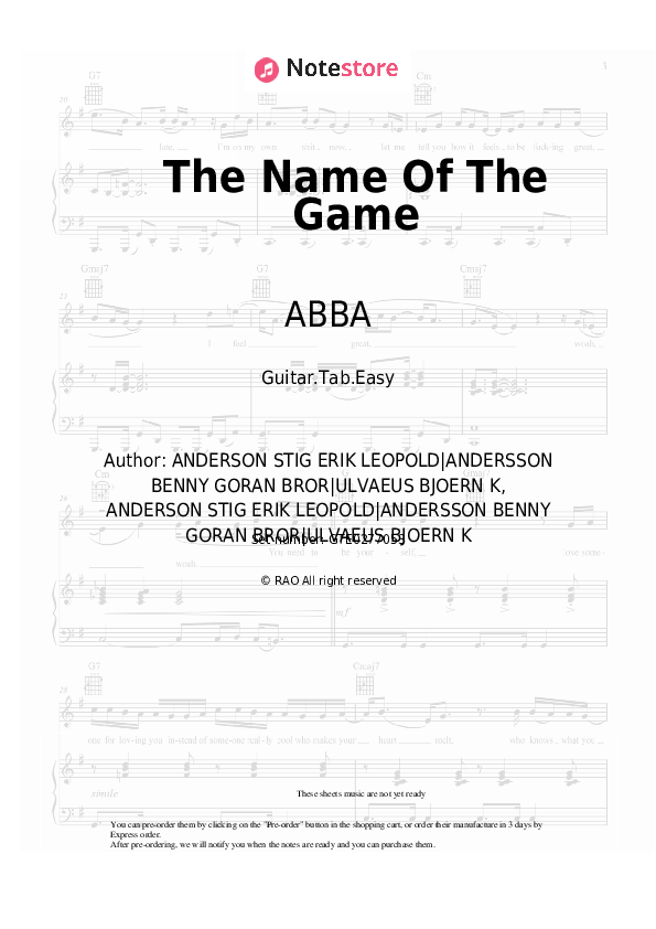 The Name Of The Game - ABBA Tabs Easy - Guitar.Tab.Easy