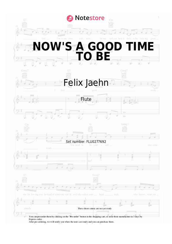 NOW'S A GOOD TIME TO BE - Felix Jaehn, Sarah Barrios Flute Sheet Music - Flute