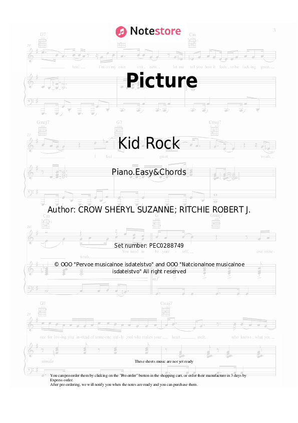 Picture - Kid Rock, Sheryl Crow Sheet Music Easy and Chords - Piano.Easy&Chords