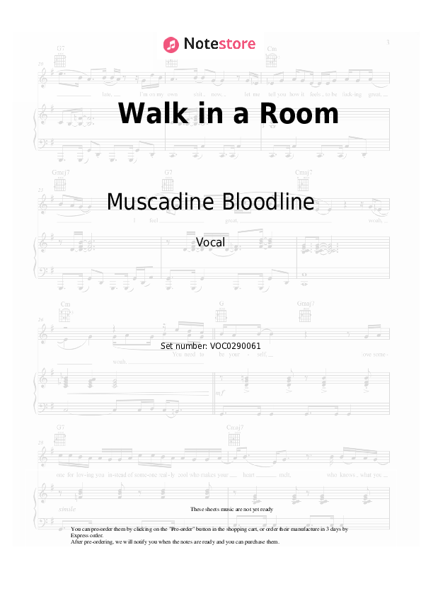 Walk in a Room - Muscadine Bloodline Vocal Sheet Music - Vocal