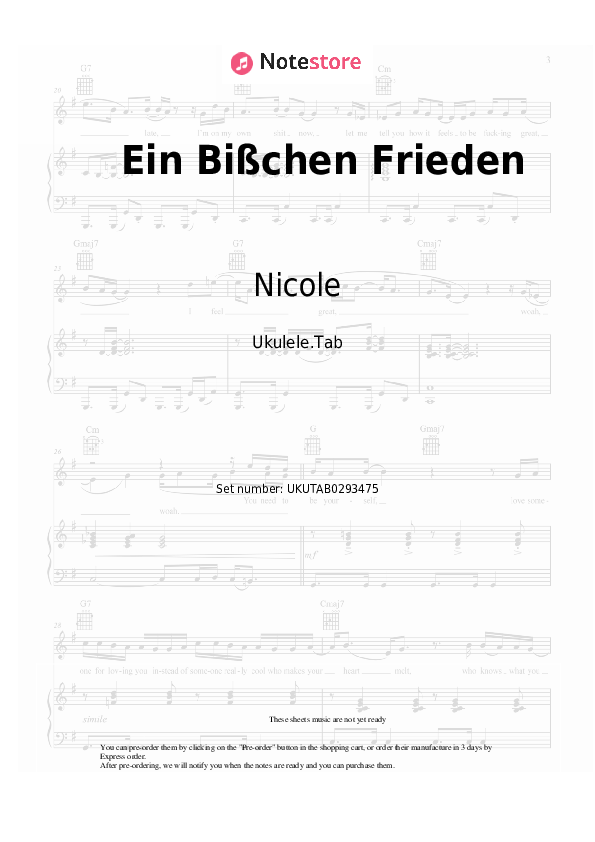 Ein Bißchen Frieden - Nicole Sheet Music - Ukulele.Tab
