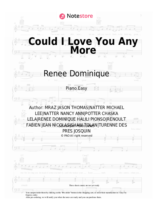 Easy sheet music Jason Mraz, Renee Dominique - Could I Love You Any More - Piano.Easy