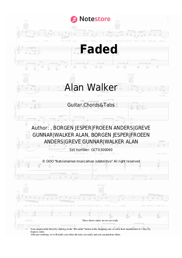 Faded - Alan Walker Chords and Tabs - Guitar.Chords&Tabs