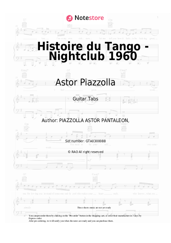 Histoire du Tango - Nightclub 1960 - Astor Piazzolla Tabs - Guitar.Tabs