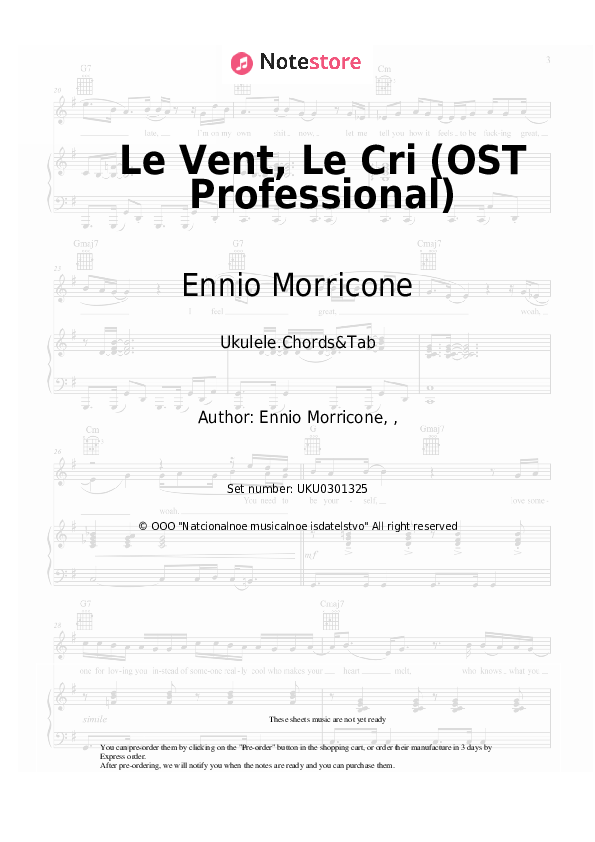 Le Vent, Le Cri (OST Professional) - Ennio Morricone Ukulele Sheet Music - Ukulele.Chords&Tab