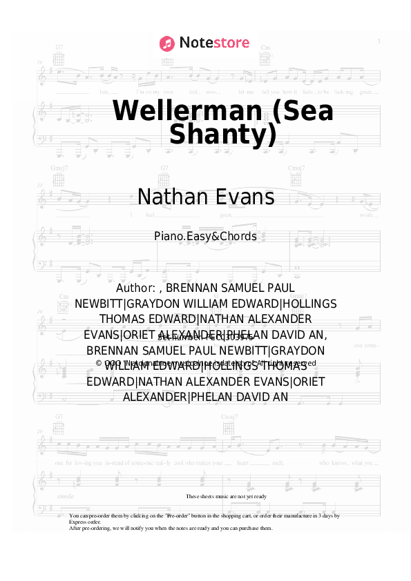 Wellerman (Sea Shanty) - Nathan Evans Sheet Music Easy and Chords - Piano.Easy&Chords
