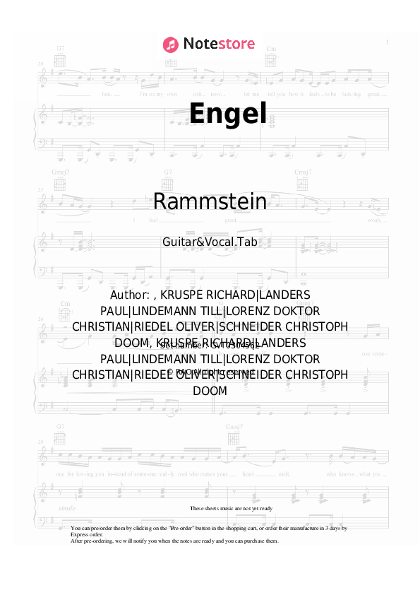 Engel - Rammstein Chords and Voice - Guitar&Vocal.Tab