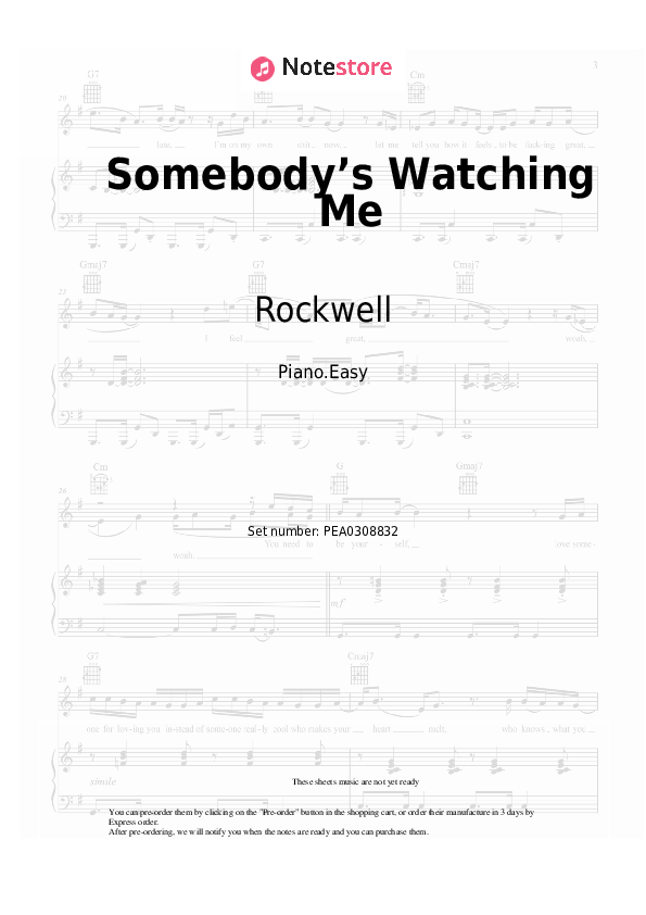 Somebody’s Watching Me - Rockwell, Michael Jackson, Jermaine Jackson Piano Sheet Music Easy - Piano.Easy