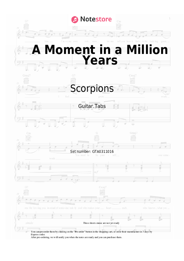 A Moment in a Million Years - Scorpions Tabs - Guitar.Tabs