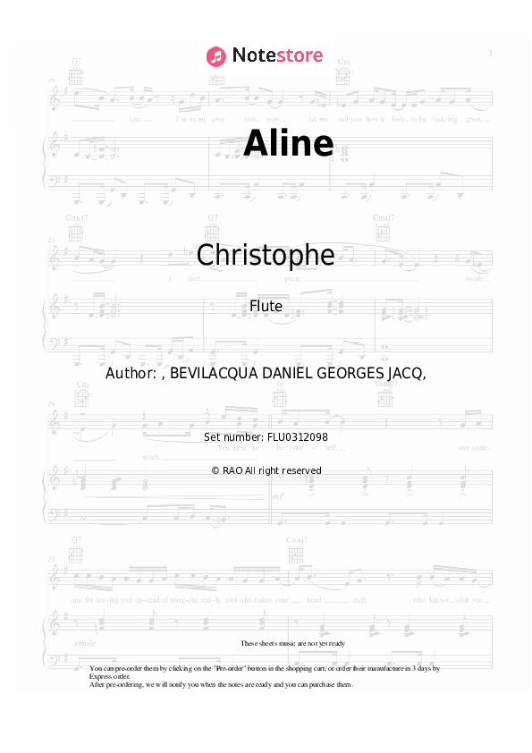 Aline - Christophe Flute Sheet Music - Flute