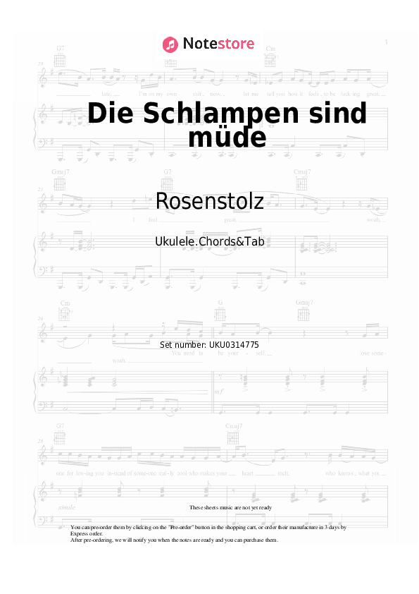 Die Schlampen sind müde - Rosenstolz Ukulele Sheet Music - Ukulele.Chords&Tab