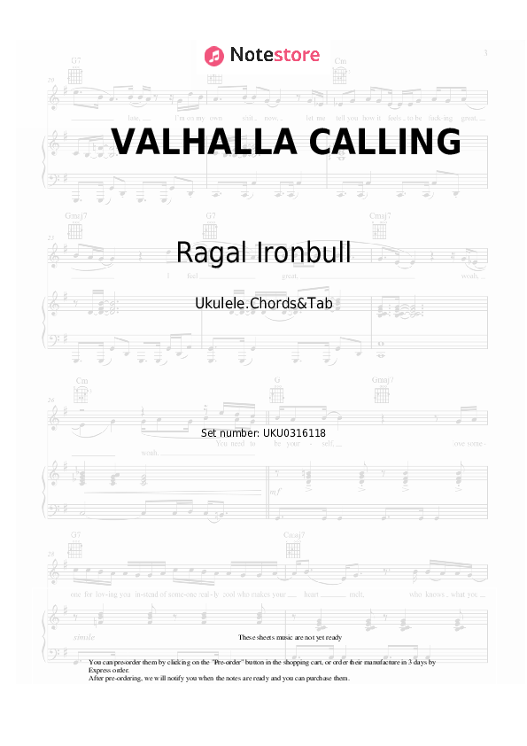 VALHALLA CALLING - Ragal Ironbull Ukulele Sheet Music - Ukulele.Chords&Tab