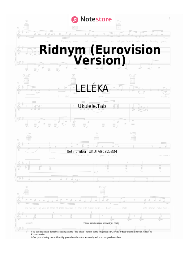 Ridnym (Eurovision Version) - LELÉKA Sheet Music - Ukulele.Tab