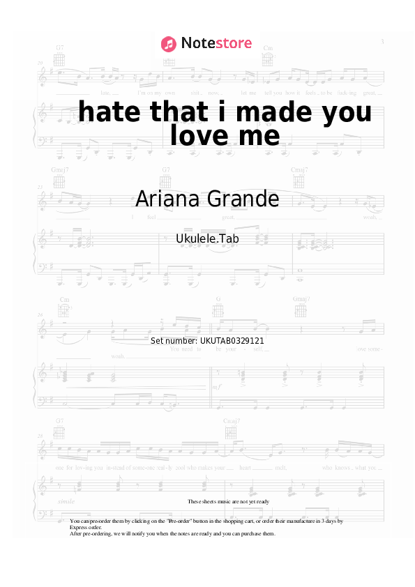 hate that i made you love me - Ariana Grande Sheet Music - Ukulele.Tab