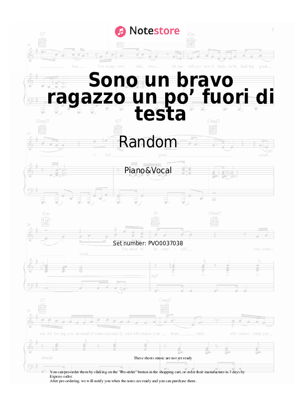 Sono un bravo ragazzo un po’ fuori di testa - Random Piano Sheet Music with the Voice part - Piano&Vocal