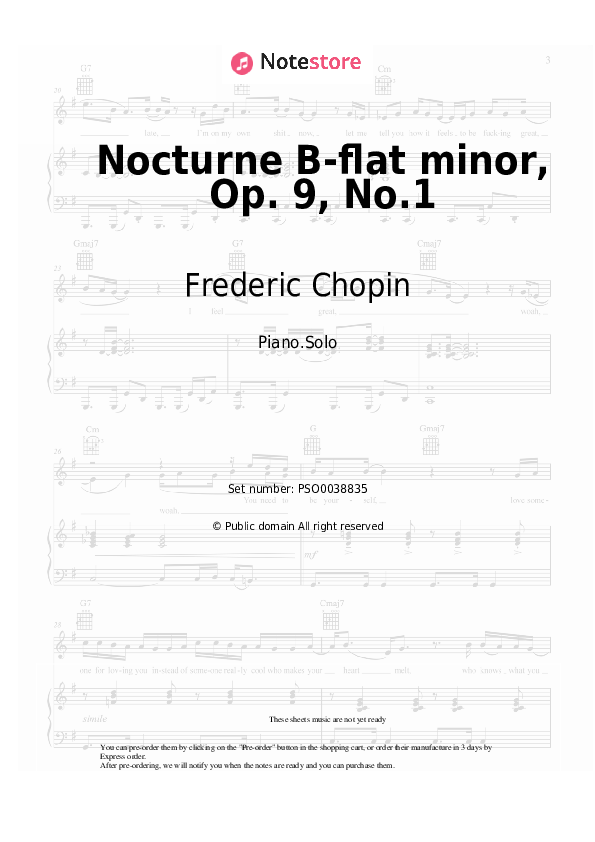 Sheet music Frederic Chopin - Nocturne B-flat minor, Op. 9, No.1 - Piano.Solo