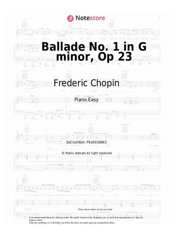 Ballade No. 1 in G minor, Op 23 - Frederic Chopin Piano Sheet Music Easy - Piano.Easy