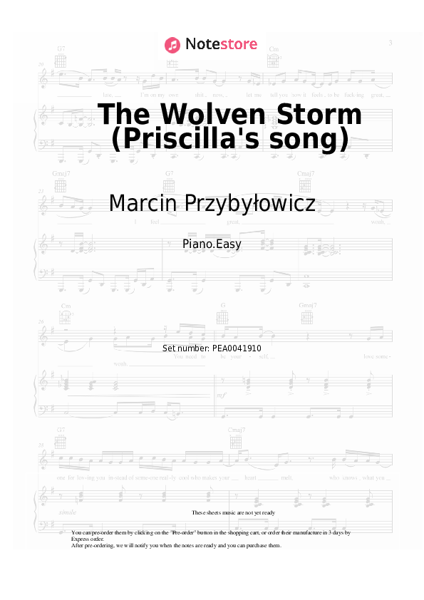 The Wolven Storm (Priscilla's song) - Marcin Przybyłowicz Piano Sheet Music Easy - Piano.Easy