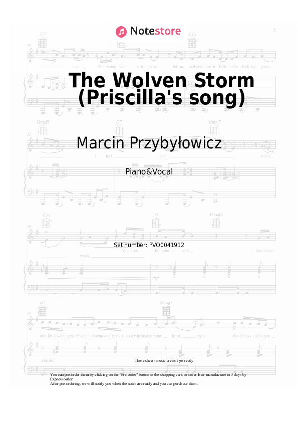 Sheet music with the voice part Marcin Przybyłowicz - The Wolven Storm (Priscilla's song) - Piano&Vocal