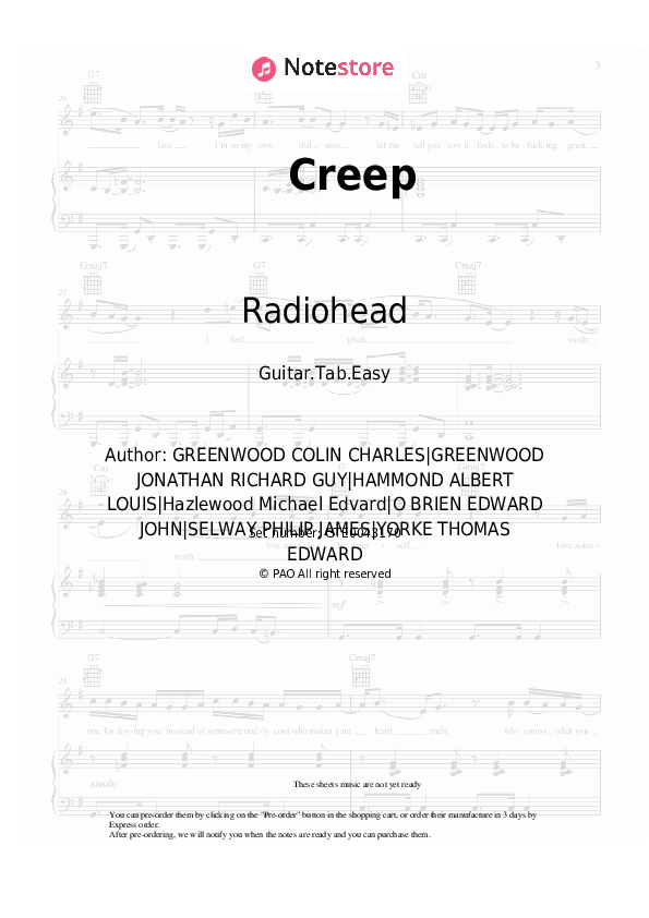 Easy Tabs Radiohead - Creep - Guitar.Tab.Easy