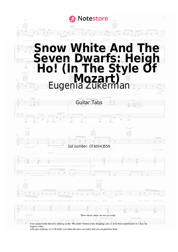 Tabs Eugenia Zukerman - Snow White And The Seven Dwarfs: Heigh Ho! (In The Style Of Mozart) - Guitar.Tabs