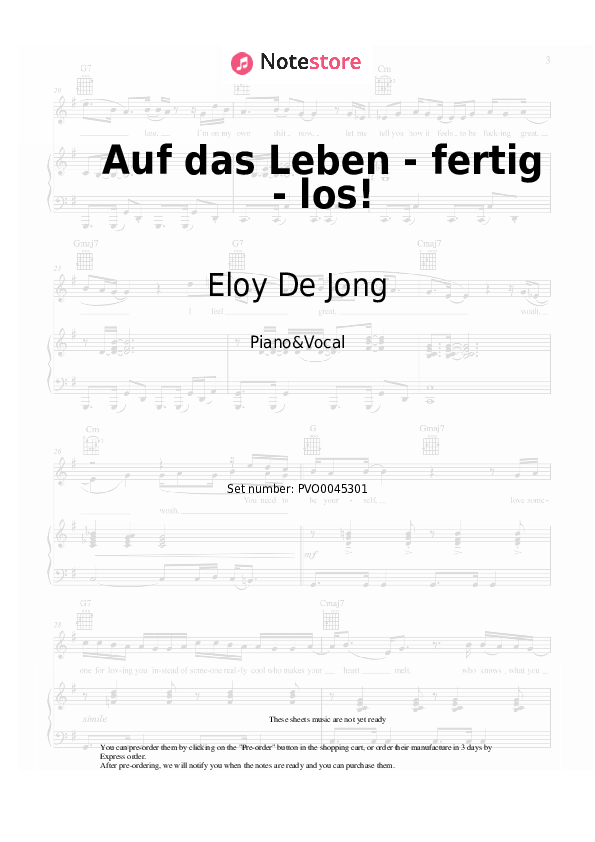 Sheet music with the voice part Eloy De Jong - Auf das Leben - fertig - los! - Piano&Vocal