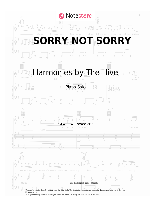 DJ Khaled, Jay-Z, Nas, James Fauntleroy, Harmonies by The Hive - SORRY NOT SORRY piano sheet music
