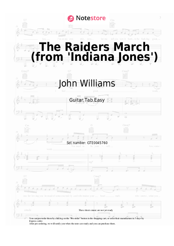 The Raiders March (from 'Indiana Jones') - John Williams Tabs Easy - Guitar.Tab.Easy