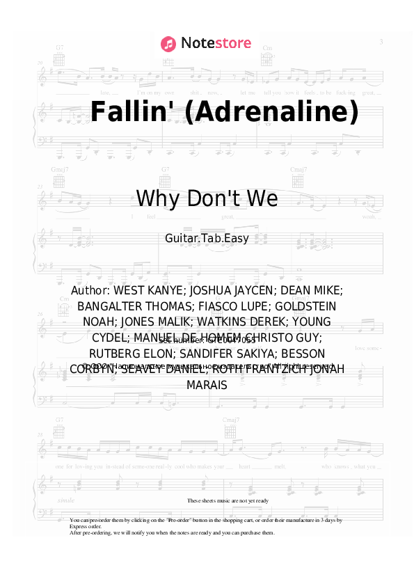 Fallin' (Adrenaline) - Why Don't We Tabs Easy - Guitar.Tab.Easy