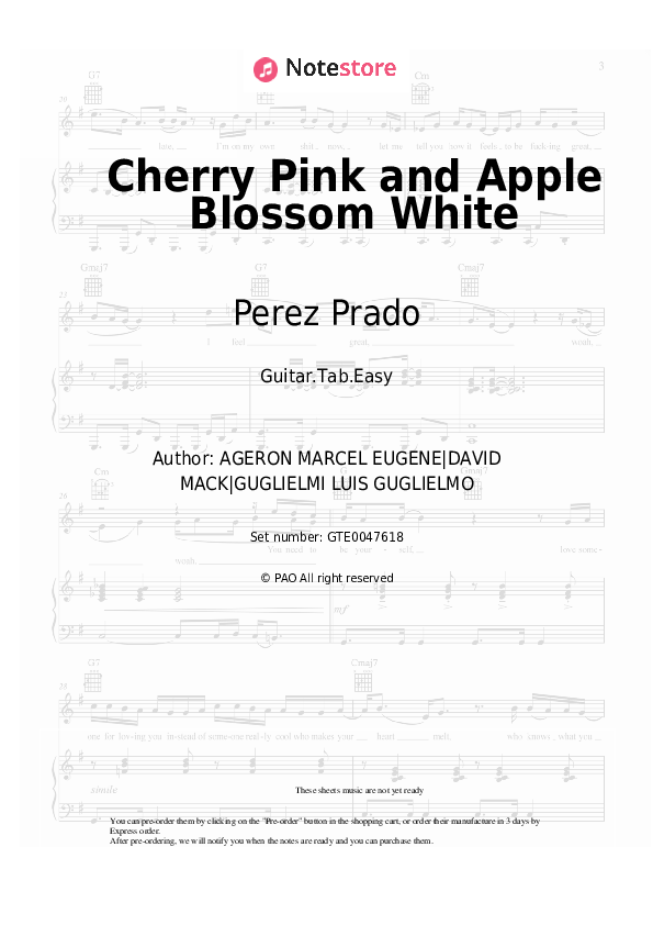 Cherry Pink and Apple Blossom White - Perez Prado Tabs Easy - Guitar.Tab.Easy