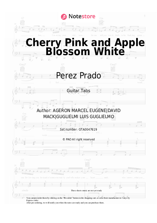 Tabs Perez Prado - Cherry Pink and Apple Blossom White - Guitar.Tabs