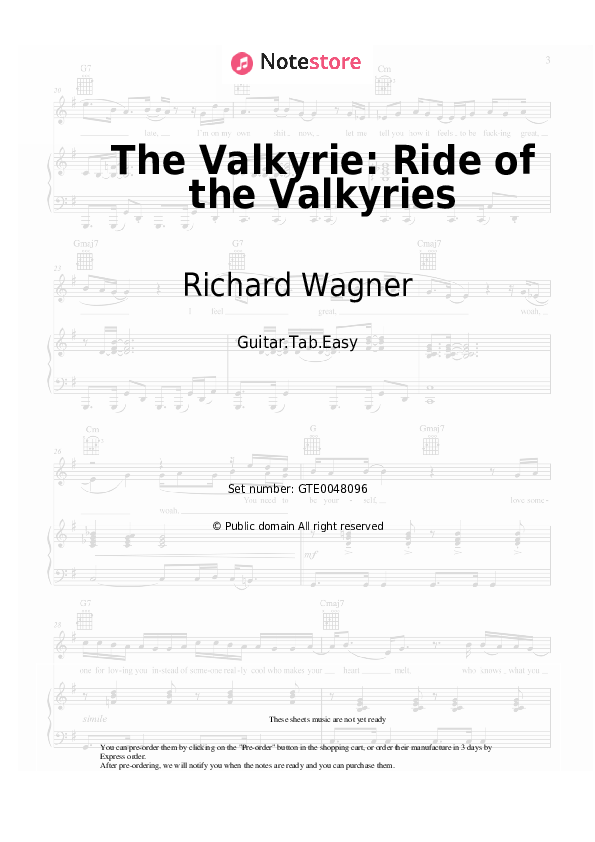 Easy Tabs Richard Wagner - The Valkyrie: Ride of the Valkyries - Guitar.Tab.Easy
