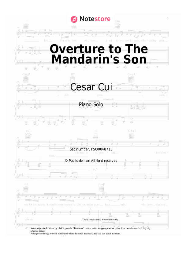 Sheet music Cesar Cui - Overture to The Mandarin's Son - Piano.Solo