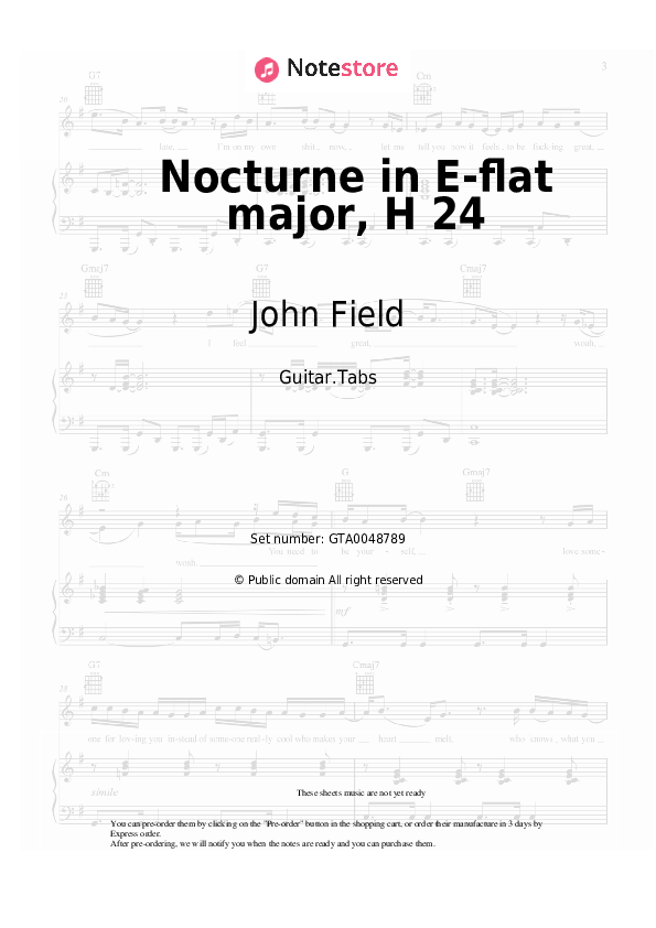 Nocturne No.1 in E-flat major, H 24 - John Field Tabs - Guitar.Tabs