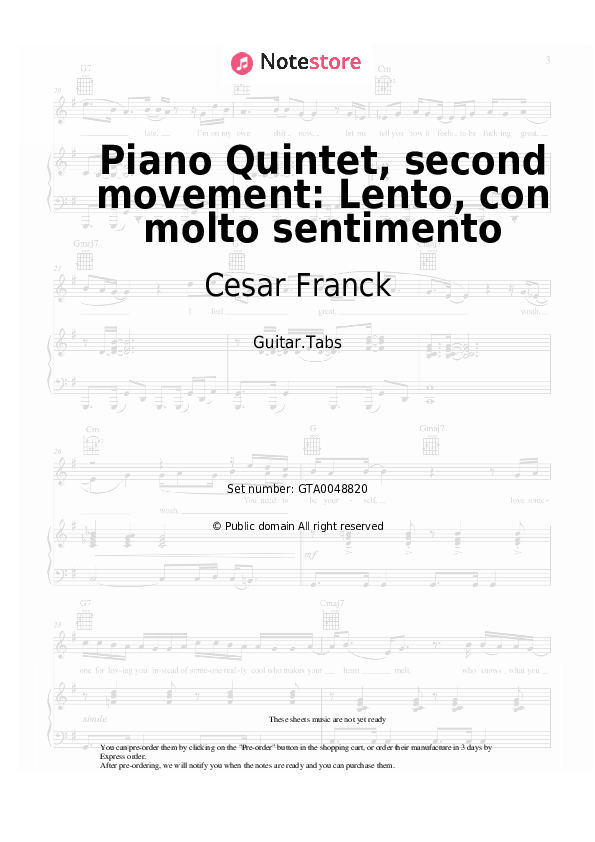 Tabs Cesar Franck - Piano Quintet, second movement: Lento, con molto sentimento - Guitar.Tabs