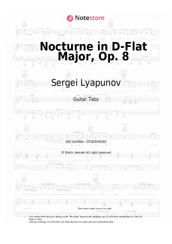 Nocturne in D-Flat Major, Op. 8 - Sergei Lyapunov Tabs - Guitar.Tabs