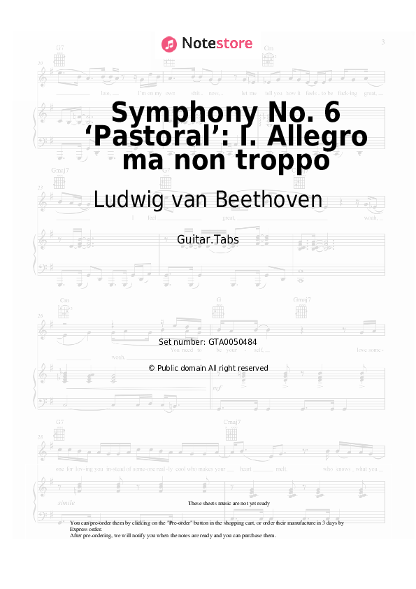 Tabs Ludwig van Beethoven - Symphony No. 6 ‘Pastoral’: I. Allegro ma non troppo - Guitar.Tabs