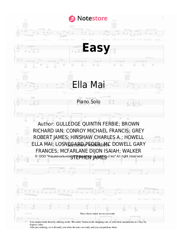 Ella Mai - Easy piano sheet music