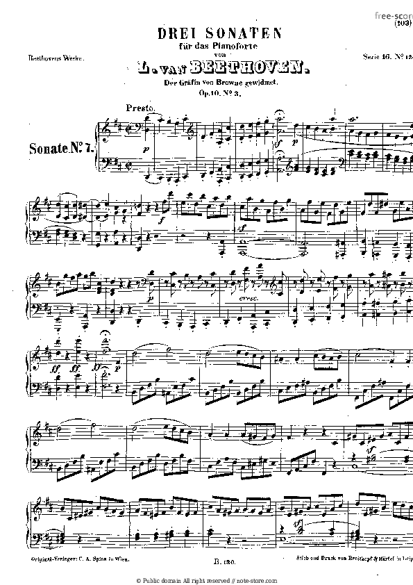 Ludwig van Beethoven - Piano Sonata No.7 Op.10 No.3 piano sheet music