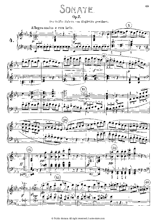 Ludwig van Beethoven - Piano Sonata No. 4, in E♭ major, Op. 7 piano sheet music