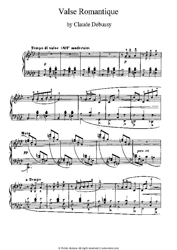 Sheet music Claude Debussy - Valse Romantique - Piano.Solo