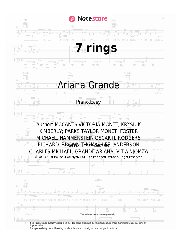 7 rings - Ariana Grande Piano Sheet Music Easy - Piano.Easy