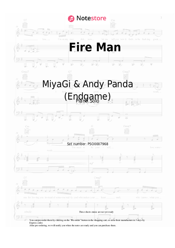 Sheet music MiyaGi & Andy Panda (Endgame) - Fire Man - Piano.Solo