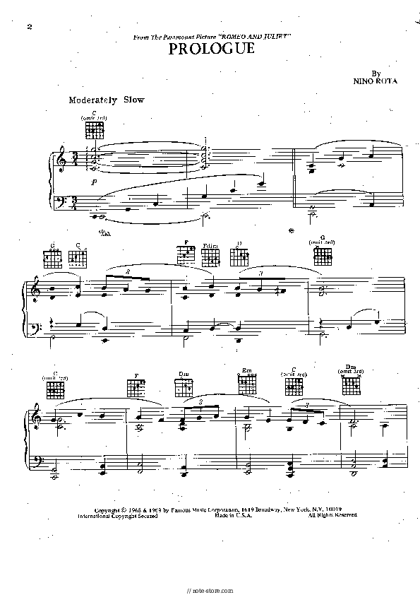 Prologue and Fanfare for the Prince - Nino Rota Piano Sheet Music - Piano.Solo