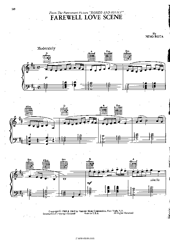 Sheet music Nino Rota - Farewell love scene - Piano.Solo